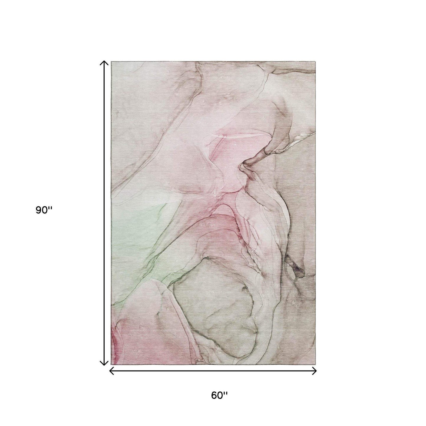 5' X 8' Blush And Ivory Abstract Washable Area Rug With UV Protection - HomeRoots - Flyclothing LLC