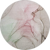 8' Blush And Ivory Abstract Washable Round Rug With UV Protection - HomeRoots - Flyclothing LLC