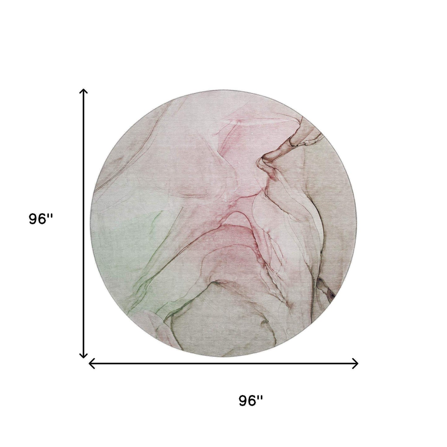8' Blush And Ivory Abstract Washable Round Rug With UV Protection - HomeRoots - Flyclothing LLC
