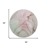 8' Blush And Ivory Abstract Washable Round Rug With UV Protection - HomeRoots - Flyclothing LLC