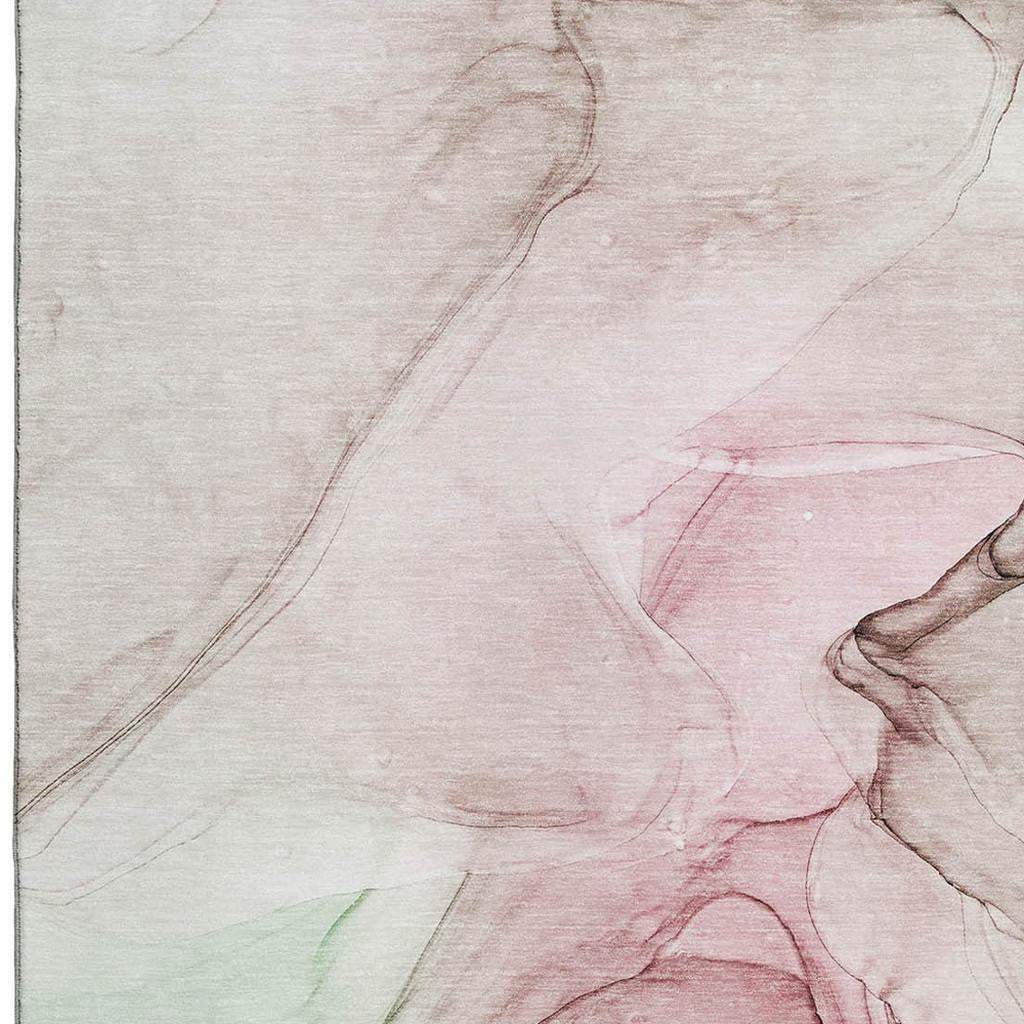 9' X 12' Blush And Ivory Abstract Washable Area Rug With UV Protection - HomeRoots - Flyclothing LLC