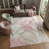 9' X 12' Blush And Ivory Abstract Washable Area Rug With UV Protection - HomeRoots - Flyclothing LLC
