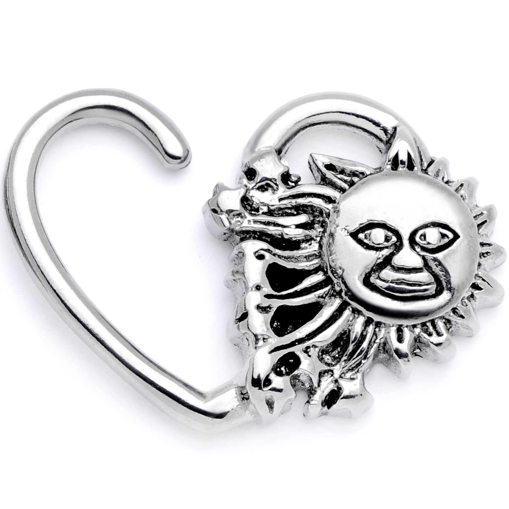 16G 3/8 Super Smiling Summer Sun Left Heart Closure Ring - BodyCandy - Flyclothing LLC