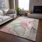10' X 14' Blush And Ivory Abstract Washable Area Rug With UV Protection - HomeRoots - Flyclothing LLC