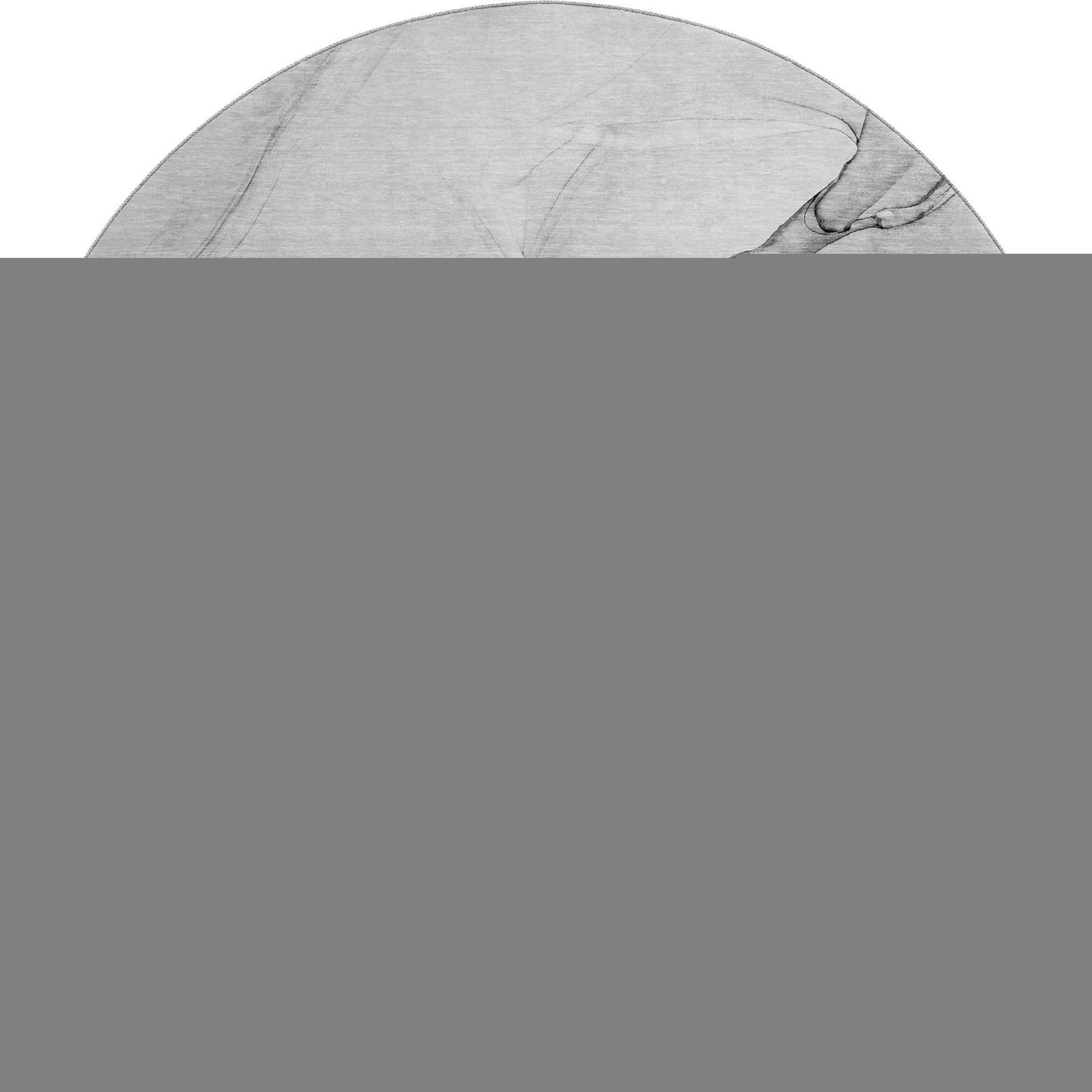 8' Gray And Charcoal Abstract Washable Round Rug With UV Protection - HomeRoots - Flyclothing LLC