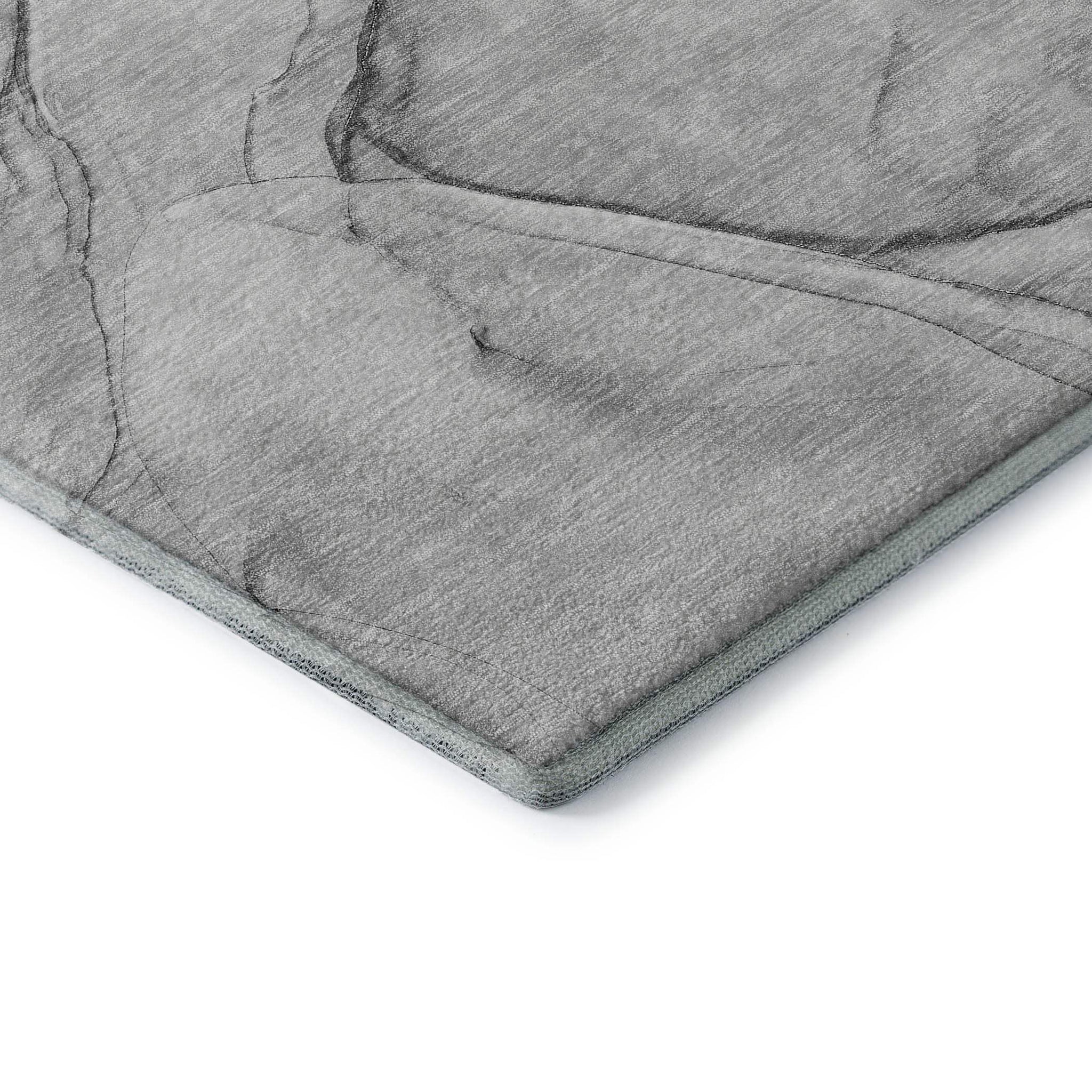 8' Gray And Charcoal Abstract Washable Round Rug With UV Protection - HomeRoots - Flyclothing LLC