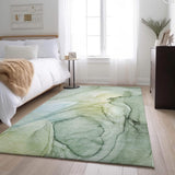 3' X 5' Green And Ivory Abstract Washable Area Rug With UV Protection - HomeRoots - Flyclothing LLC