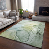 3' X 5' Green And Ivory Abstract Washable Area Rug With UV Protection - HomeRoots - Flyclothing LLC