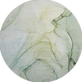8' Green And Ivory Abstract Washable Round Rug With UV Protection - HomeRoots - Flyclothing LLC