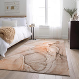 3' X 5' Orange And Ivory Abstract Washable Area Rug With UV Protection - HomeRoots - Flyclothing LLC