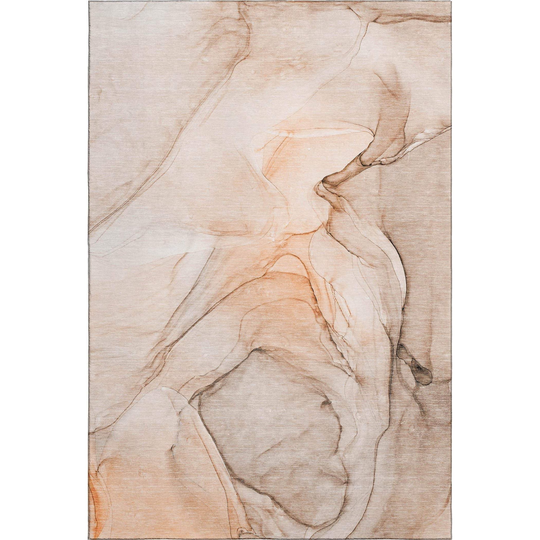 3' X 5' Orange And Ivory Abstract Washable Area Rug With UV Protection - HomeRoots - Flyclothing LLC