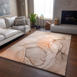 3' X 5' Orange And Ivory Abstract Washable Area Rug With UV Protection - HomeRoots - Flyclothing LLC