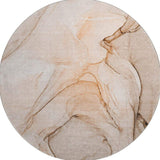 8' Orange And Ivory Abstract Washable Round Rug With UV Protection - HomeRoots - Flyclothing LLC