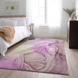 3' X 5' Pink And Ivory Abstract Washable Area Rug With UV Protection - HomeRoots - Flyclothing LLC