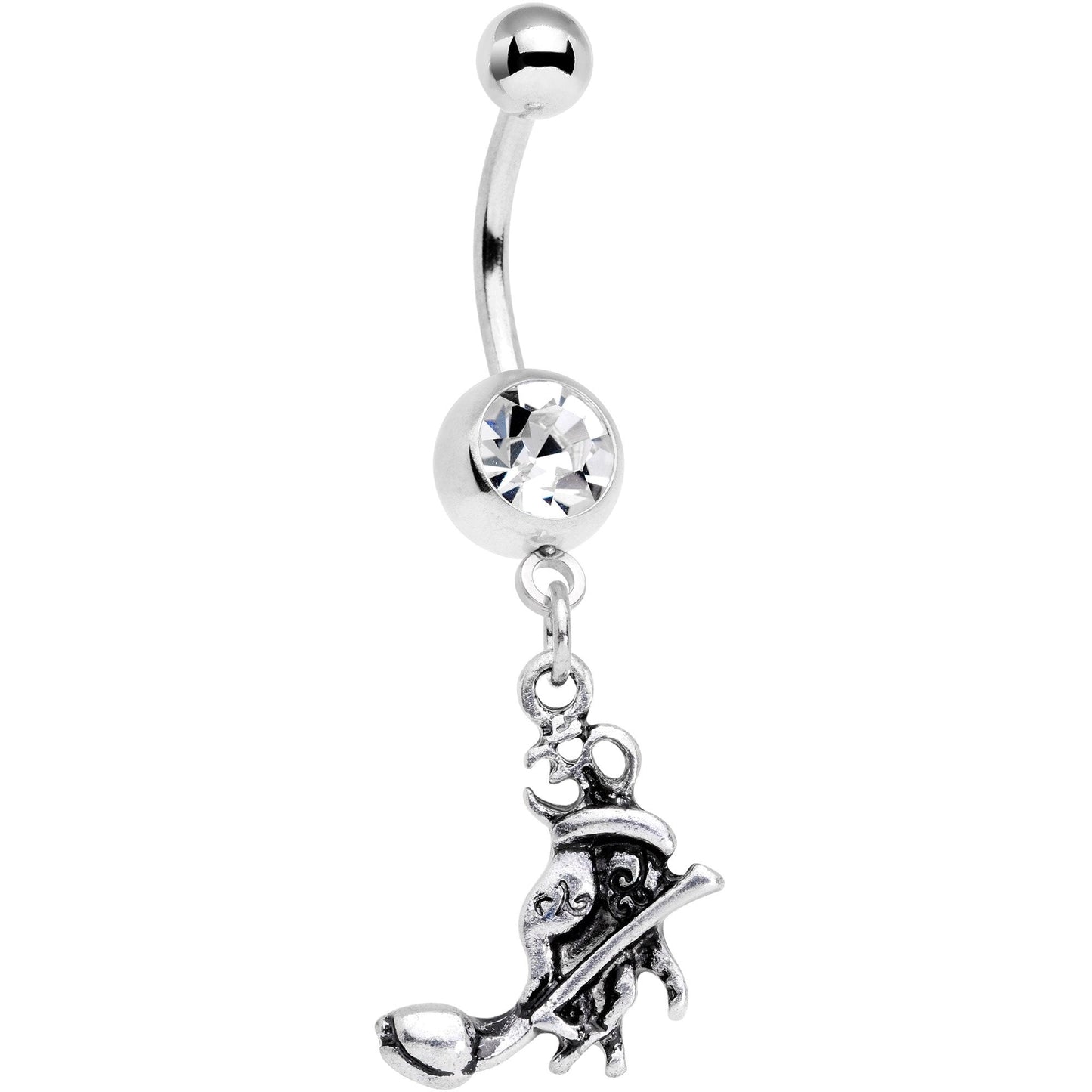 Clear Gem Buddhas Touch Ohm Flower Belly Ring - BodyCandy - Flyclothing LLC