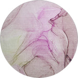 8' Pink And Ivory Abstract Washable Round Rug With UV Protection - HomeRoots - Flyclothing LLC