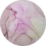 8' Pink And Ivory Abstract Washable Round Rug With UV Protection - HomeRoots - Flyclothing LLC