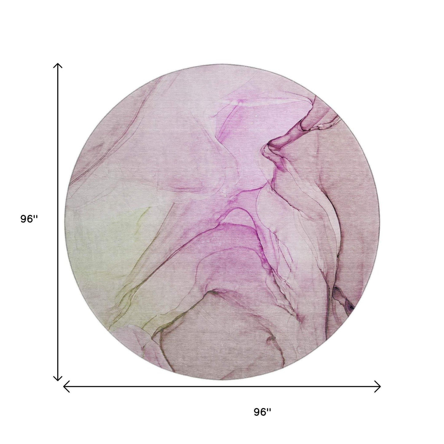 8' Pink And Ivory Abstract Washable Round Rug With UV Protection - HomeRoots - Flyclothing LLC