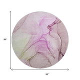 8' Pink And Ivory Abstract Washable Round Rug With UV Protection - HomeRoots - Flyclothing LLC