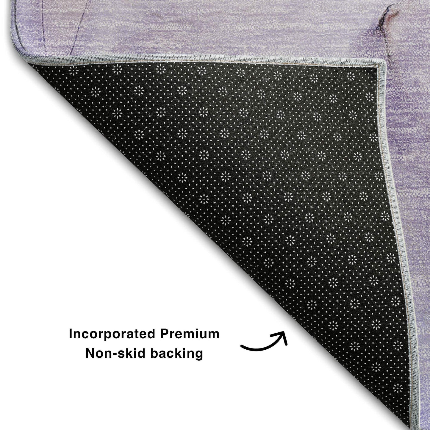 8' Purple And Ivory Abstract Washable Round Rug With UV Protection - HomeRoots - Flyclothing LLC