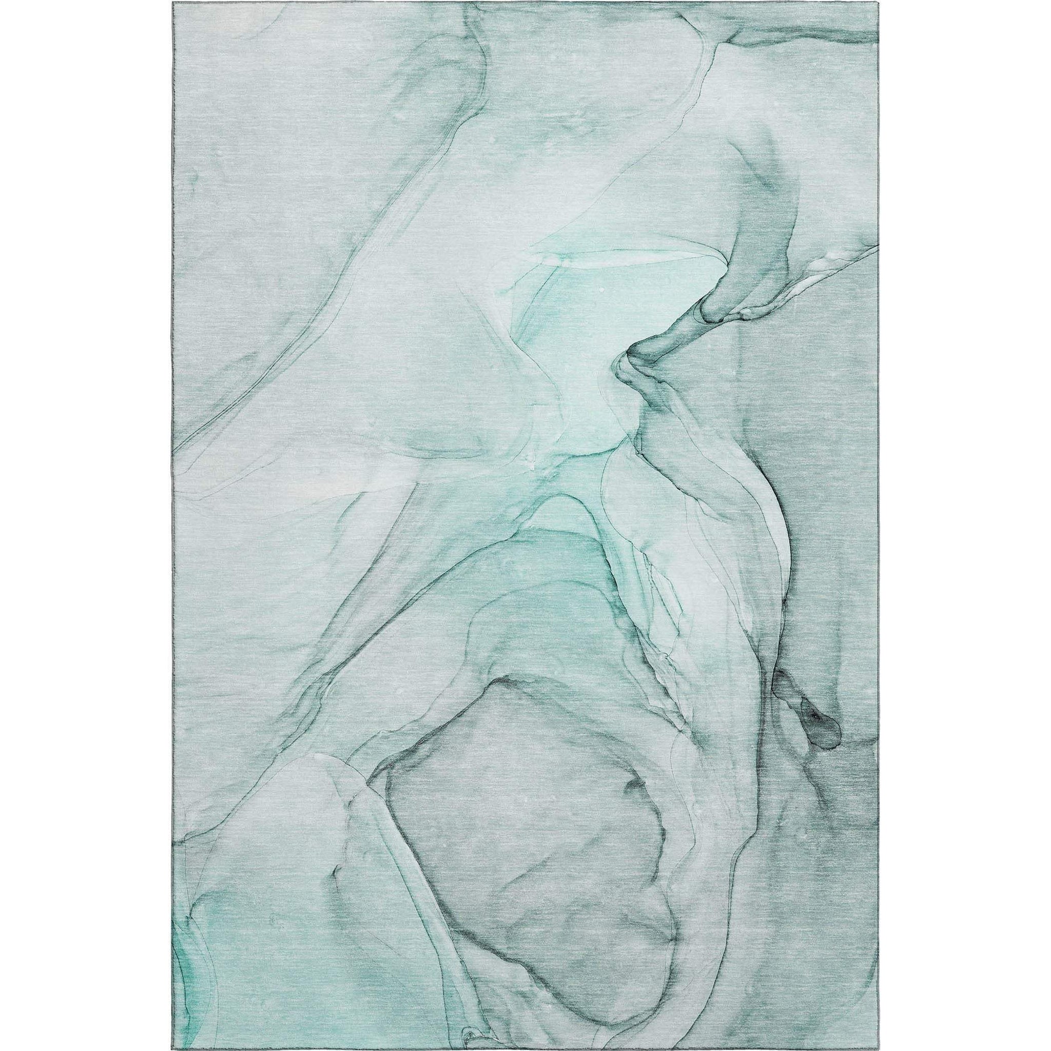 3' X 5' Teal And Ivory Abstract Washable Area Rug With UV Protection - HomeRoots - Flyclothing LLC