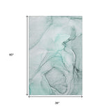 3' X 5' Teal And Ivory Abstract Washable Area Rug With UV Protection - HomeRoots - Flyclothing LLC