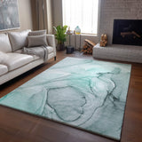 3' X 5' Teal And Ivory Abstract Washable Area Rug With UV Protection - HomeRoots - Flyclothing LLC