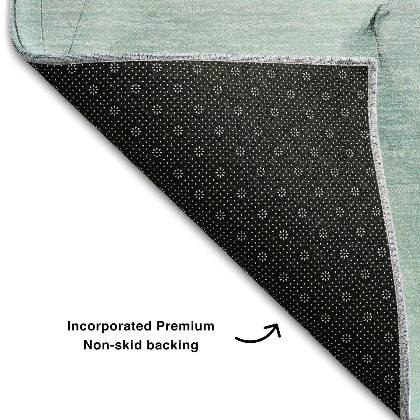 8' Teal And Ivory Abstract Washable Round Rug With UV Protection - HomeRoots - Flyclothing LLC