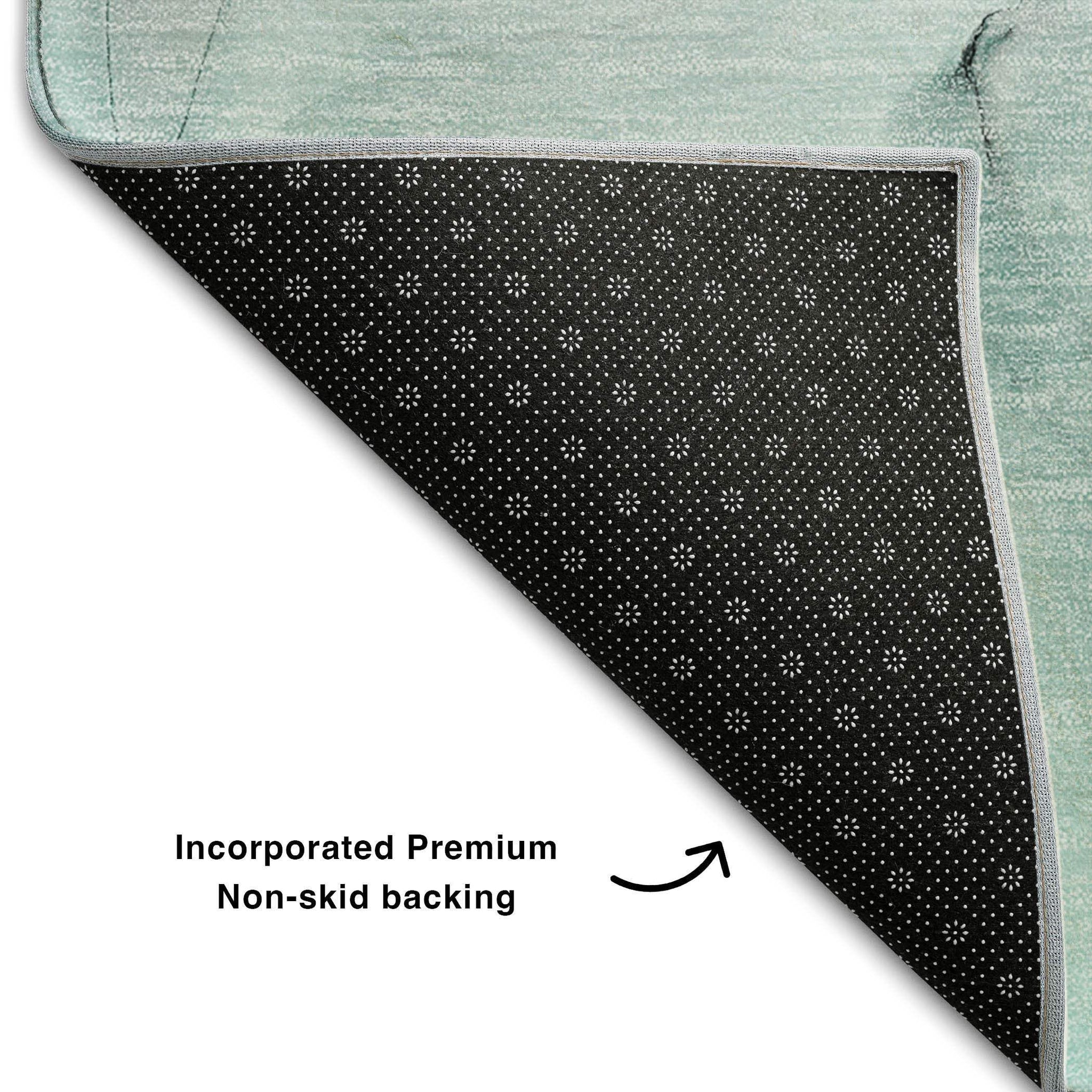 8' Teal And Ivory Abstract Washable Round Rug With UV Protection - HomeRoots - Flyclothing LLC