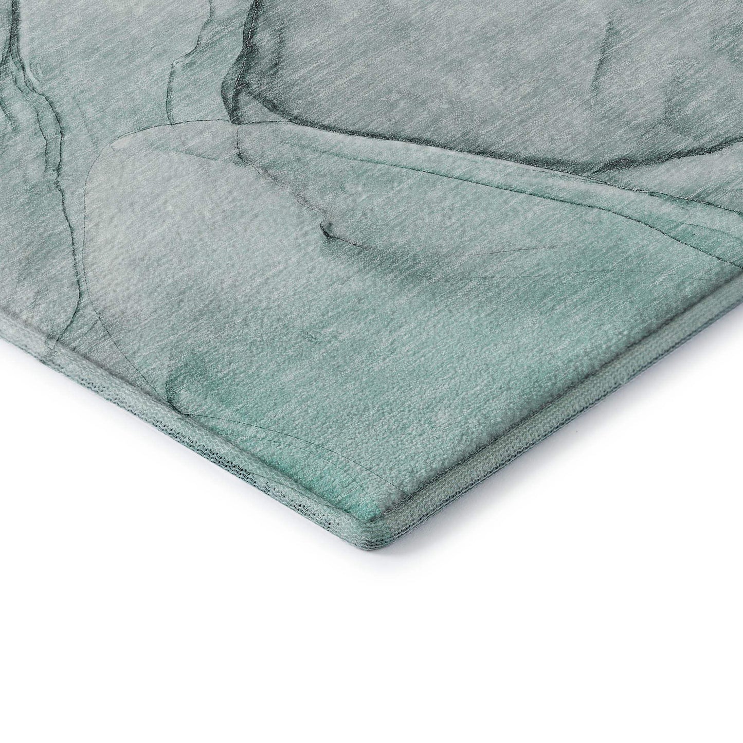 8' Teal And Ivory Abstract Washable Round Rug With UV Protection - HomeRoots - Flyclothing LLC