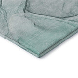 8' Teal And Ivory Abstract Washable Round Rug With UV Protection - HomeRoots - Flyclothing LLC