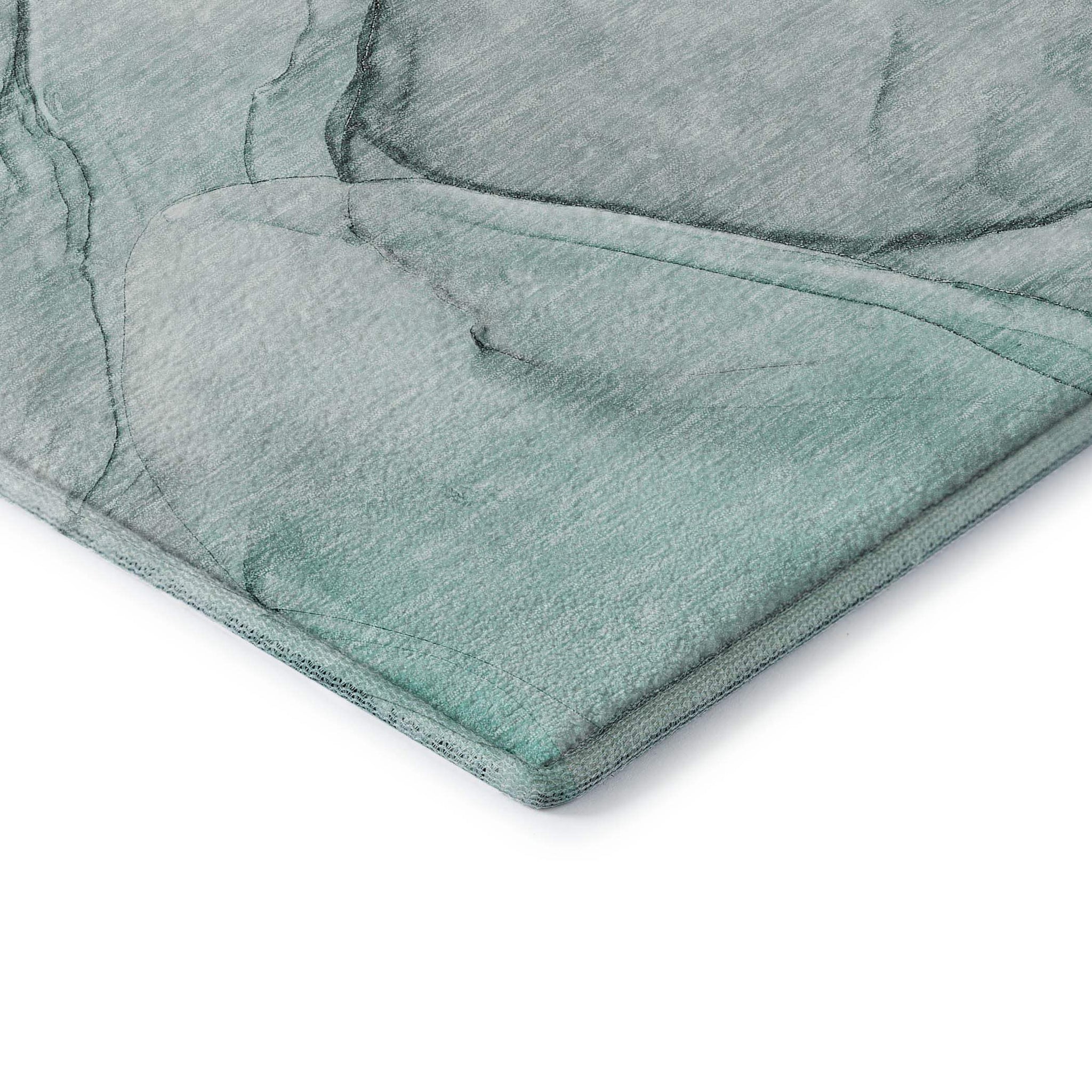 8' Teal And Ivory Abstract Washable Round Rug With UV Protection - HomeRoots - Flyclothing LLC