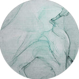 8' Teal And Ivory Abstract Washable Round Rug With UV Protection - HomeRoots - Flyclothing LLC