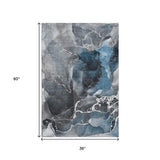 3' X 5' Blue And Charcoal Abstract Washable Area Rug With UV Protection - HomeRoots - Flyclothing LLC