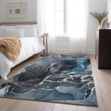 3' X 5' Blue And Charcoal Abstract Washable Area Rug With UV Protection - HomeRoots - Flyclothing LLC