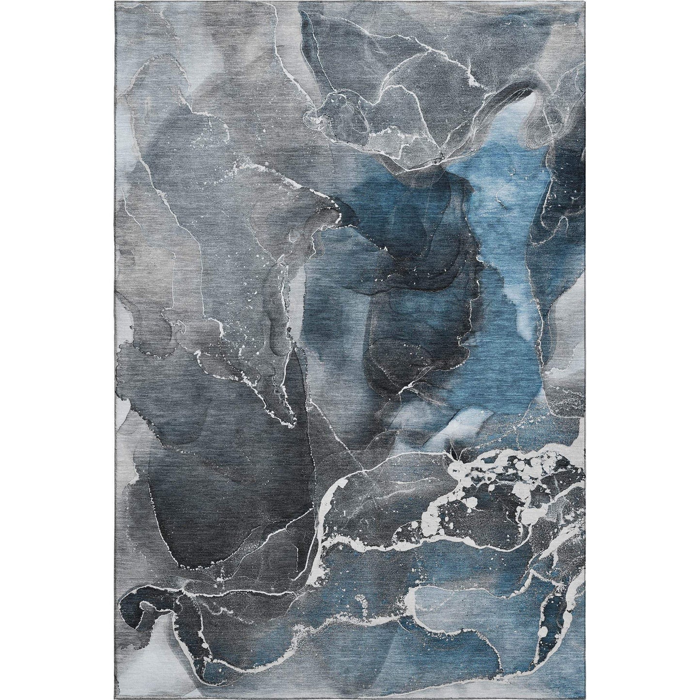 3' X 5' Blue And Charcoal Abstract Washable Area Rug With UV Protection - HomeRoots - Flyclothing LLC