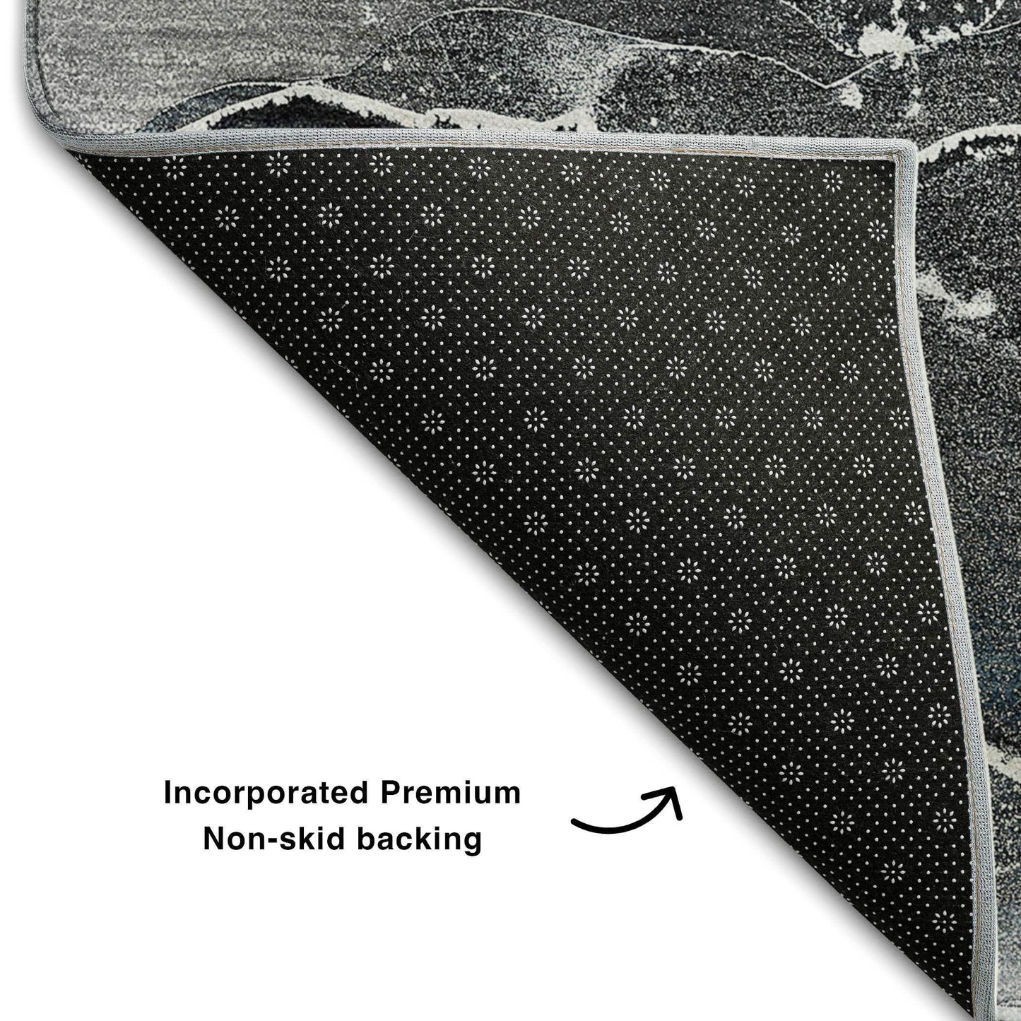 3' X 5' Blue And Charcoal Abstract Washable Area Rug With UV Protection - HomeRoots - Flyclothing LLC