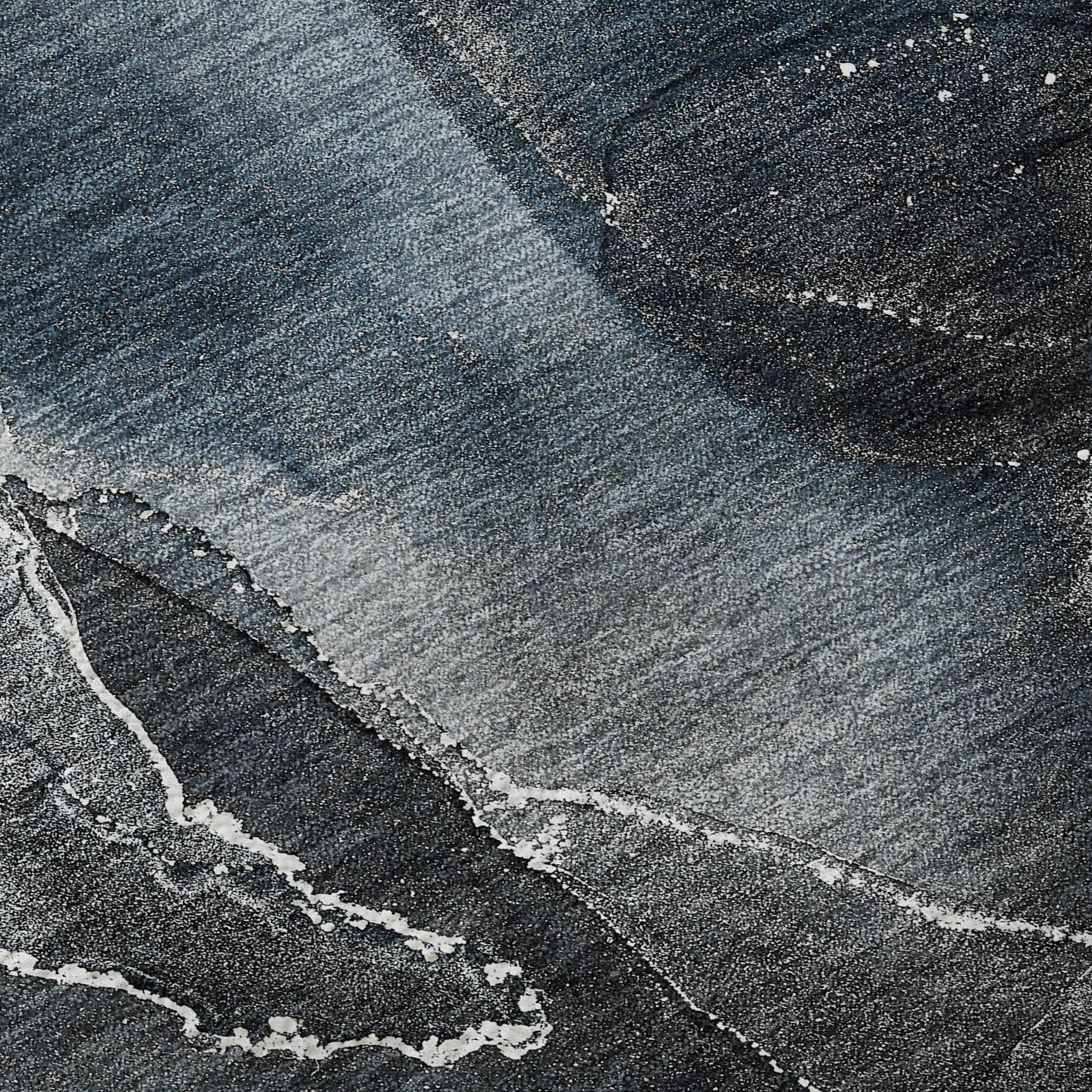 3' X 5' Blue And Charcoal Abstract Washable Area Rug With UV Protection - HomeRoots - Flyclothing LLC