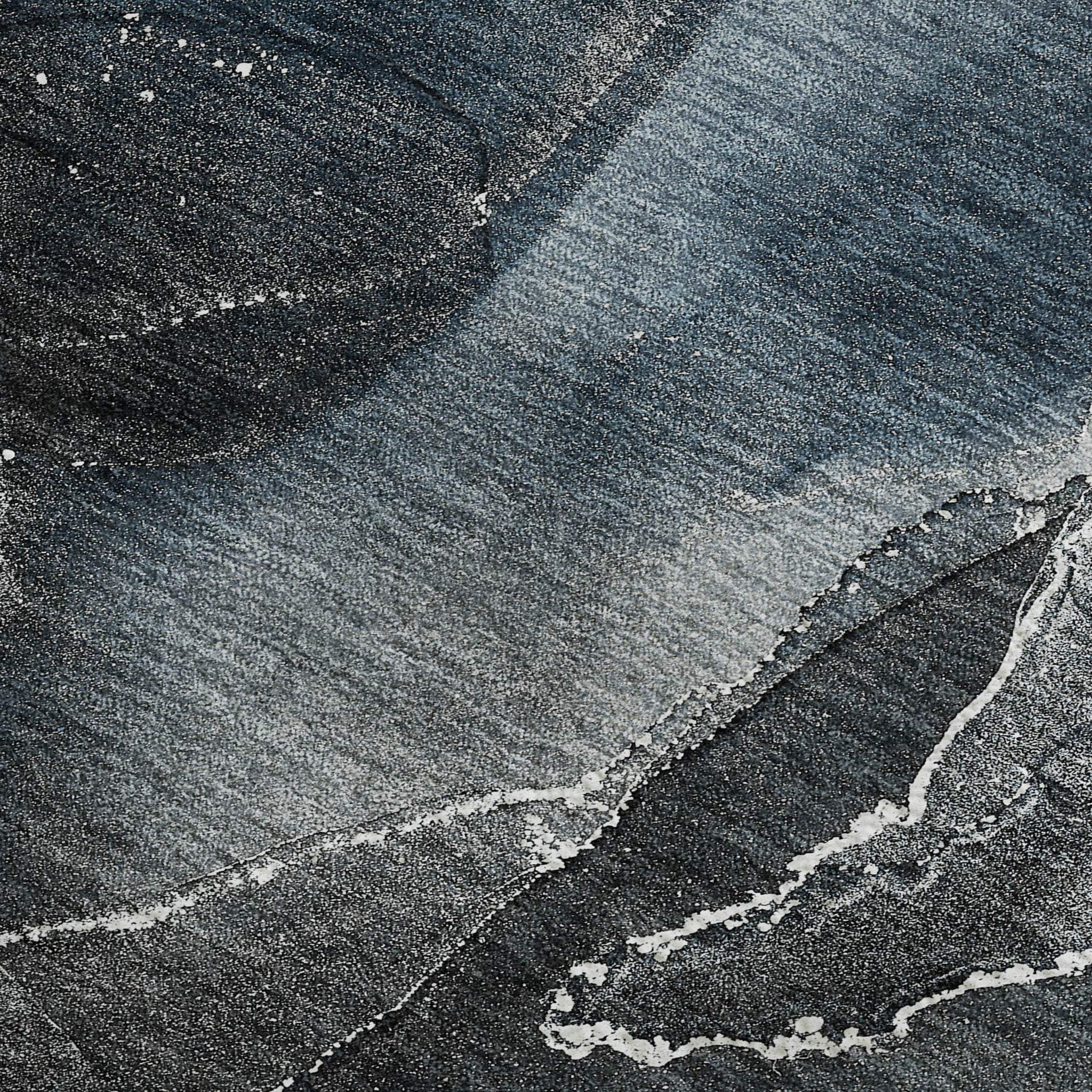 3' X 5' Blue And Charcoal Abstract Washable Area Rug With UV Protection - HomeRoots - Flyclothing LLC