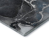 8' Blue And Charcoal Abstract Washable Round Rug With UV Protection - HomeRoots - Flyclothing LLC
