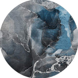 8' Blue And Charcoal Abstract Washable Round Rug With UV Protection - HomeRoots - Flyclothing LLC