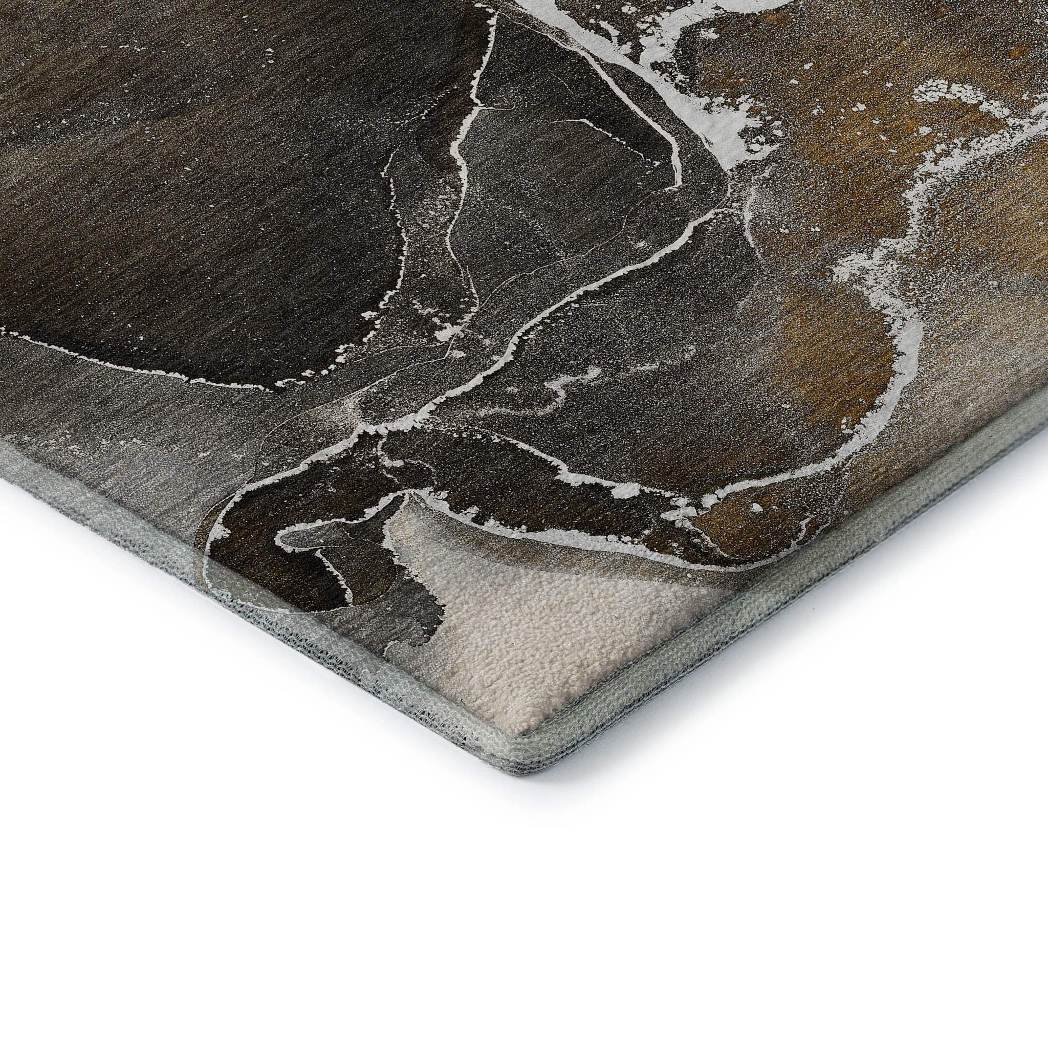3' X 5' Brown And Ivory Abstract Washable Area Rug With UV Protection - HomeRoots - Flyclothing LLC