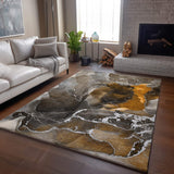 3' X 5' Brown And Ivory Abstract Washable Area Rug With UV Protection - HomeRoots - Flyclothing LLC