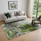 5' X 8' Green And Charcoal Abstract Washable Area Rug With UV Protection - HomeRoots - Flyclothing LLC