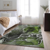 5' X 8' Green And Charcoal Abstract Washable Area Rug With UV Protection - HomeRoots - Flyclothing LLC