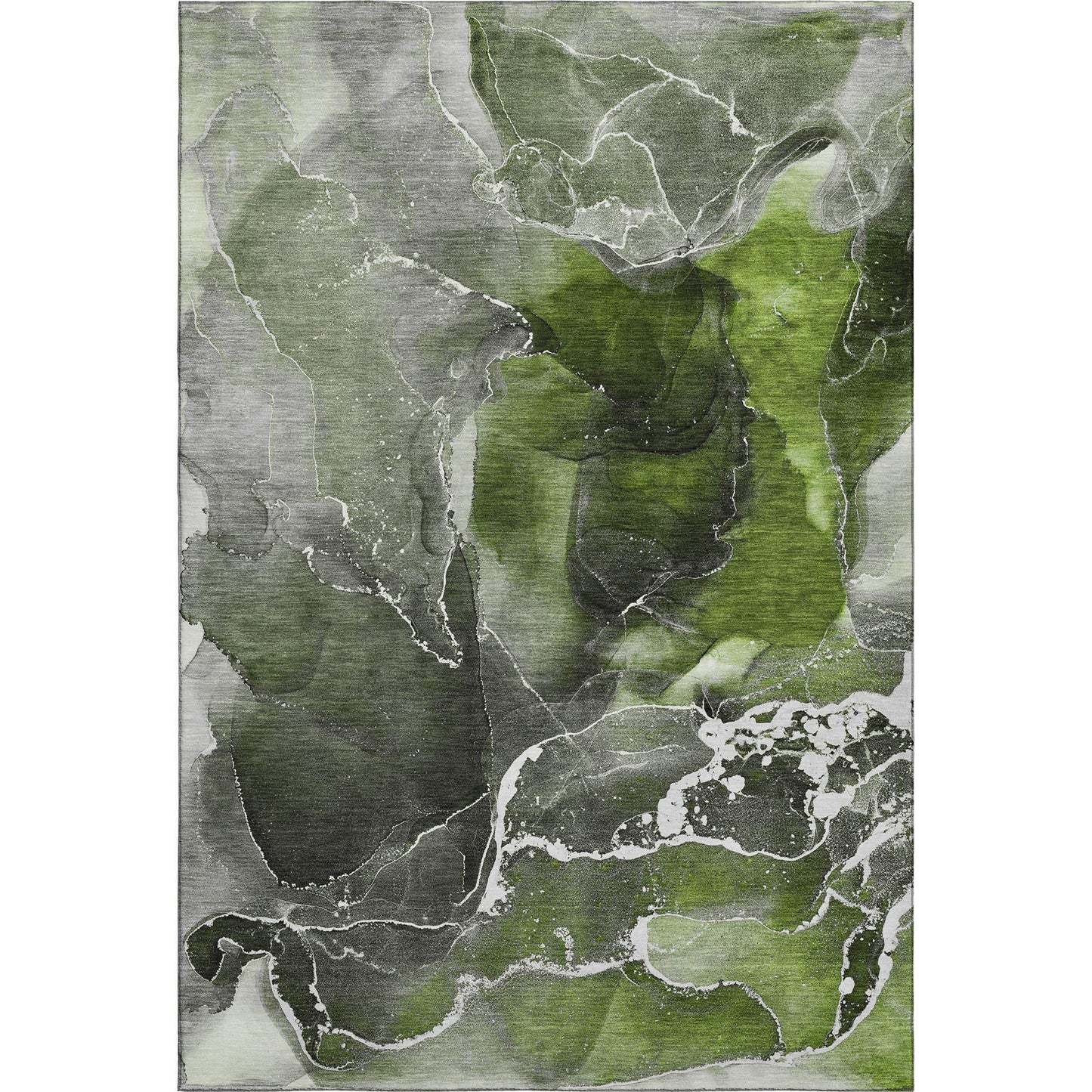 5' X 8' Green And Charcoal Abstract Washable Area Rug With UV Protection - HomeRoots - Flyclothing LLC