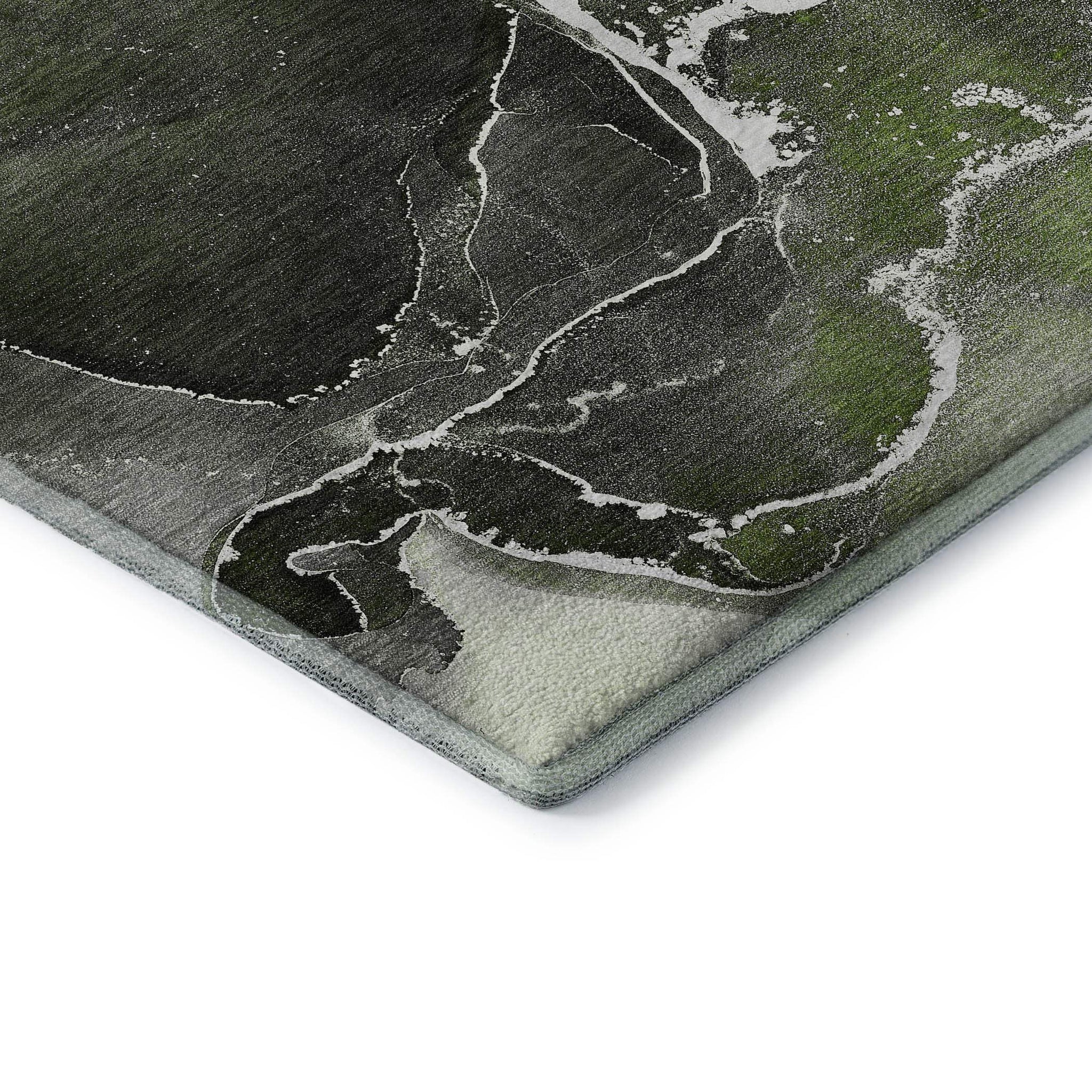 9' X 12' Green And Charcoal Abstract Washable Area Rug With UV Protection - HomeRoots - Flyclothing LLC