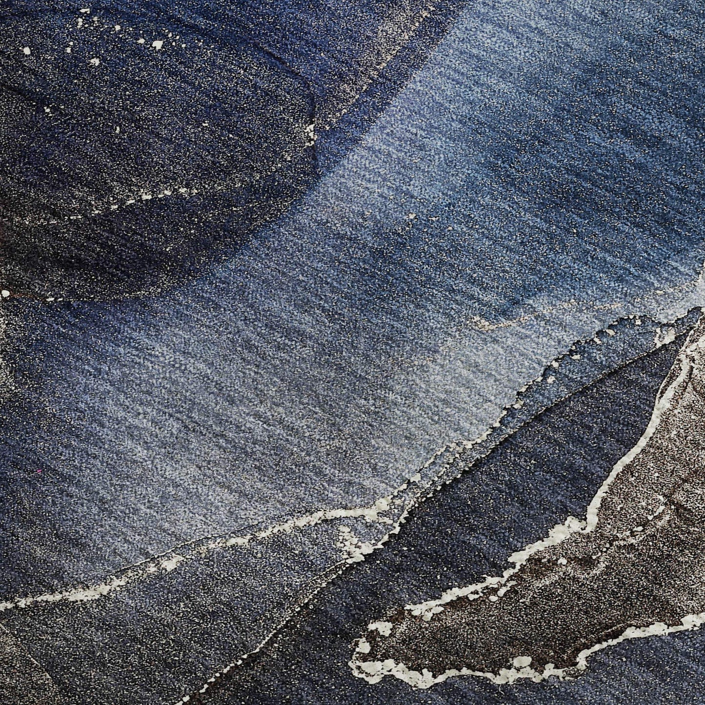 5' X 8' Navy Blue And Charcoal Abstract Washable Area Rug With UV Protection - HomeRoots - Flyclothing LLC