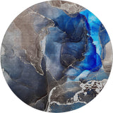 8' Navy Blue And Charcoal Abstract Washable Round Rug With UV Protection - HomeRoots - Flyclothing LLC