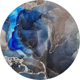 8' Navy Blue And Charcoal Abstract Washable Round Rug With UV Protection - HomeRoots - Flyclothing LLC